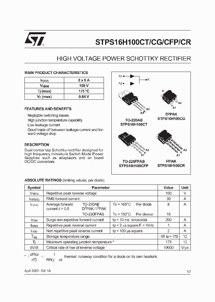STPS16H100CT_5147062.PDF Datasheet