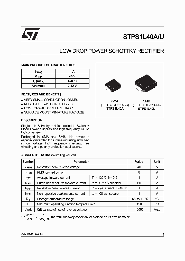 STPS1L40A_5155360.PDF Datasheet