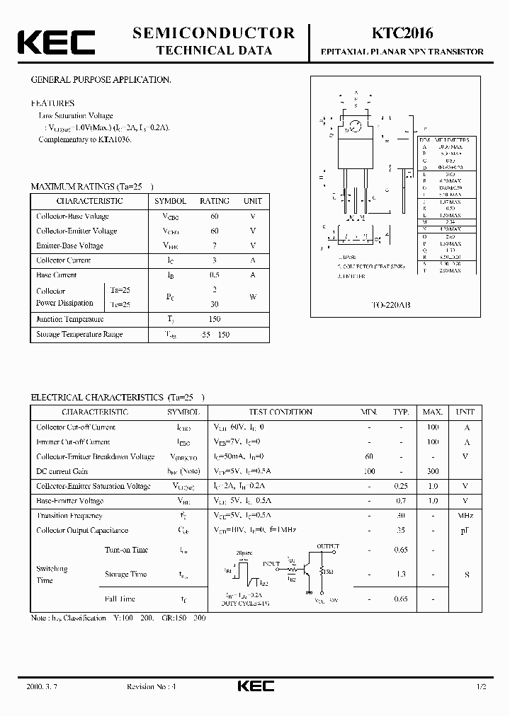 KTC2016_5166096.PDF Datasheet