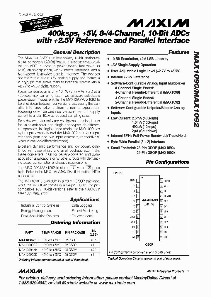 MAX1090AEEI-T_5169749.PDF Datasheet