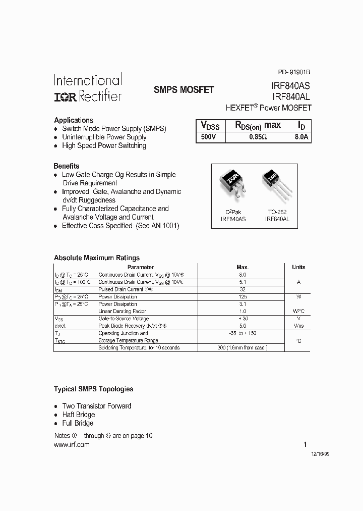 IRF840AS_5170333.PDF Datasheet