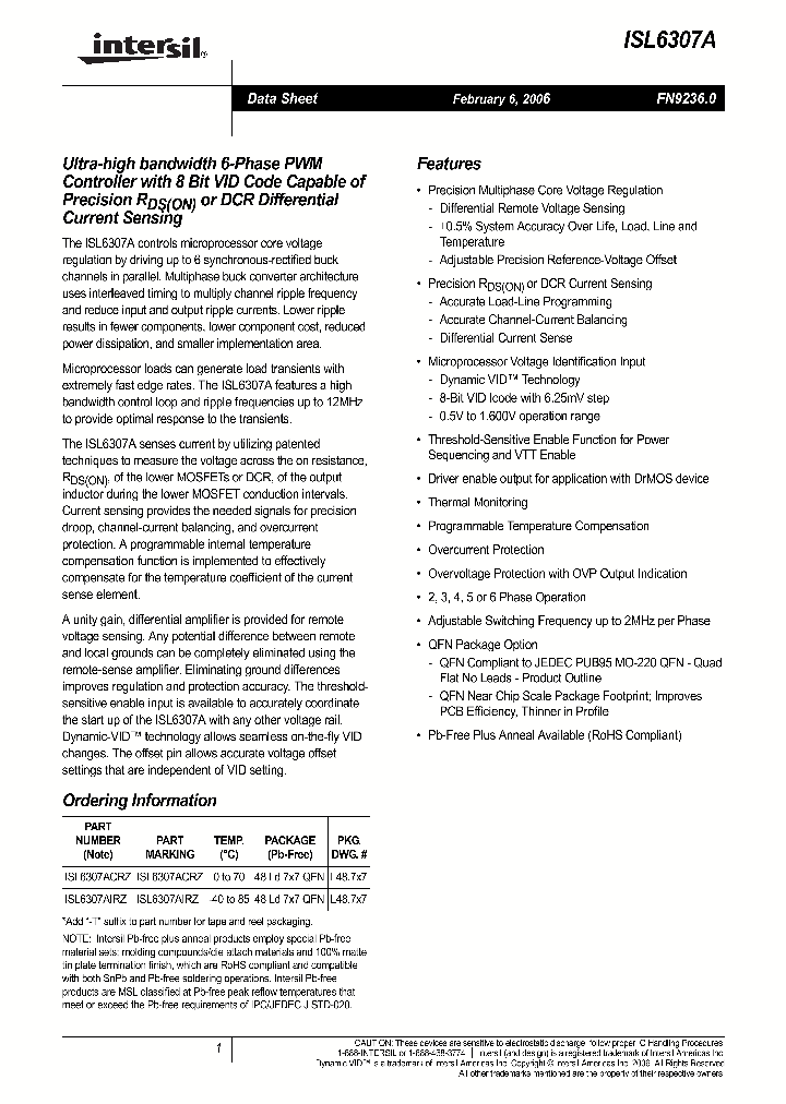 ISL6307ACRZ_5192537.PDF Datasheet