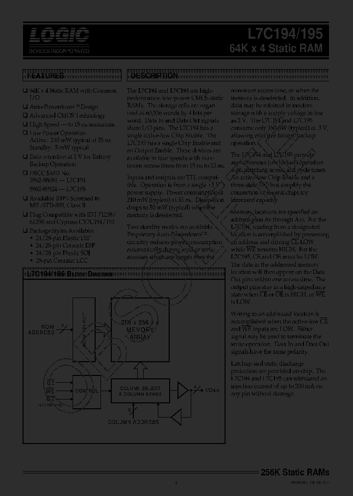L7C194PI20_5222290.PDF Datasheet