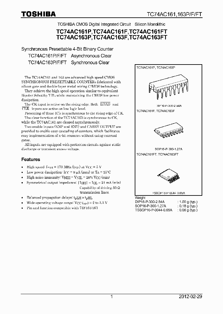 TC74AC161FT12_5240063.PDF Datasheet