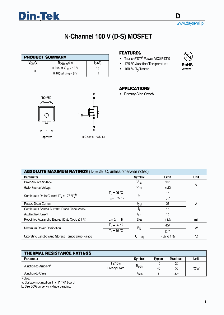 DTU15N10_5257006.PDF Datasheet