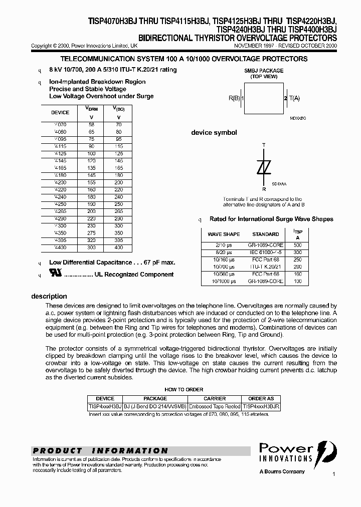 TISP4145H3BJR_5260569.PDF Datasheet
