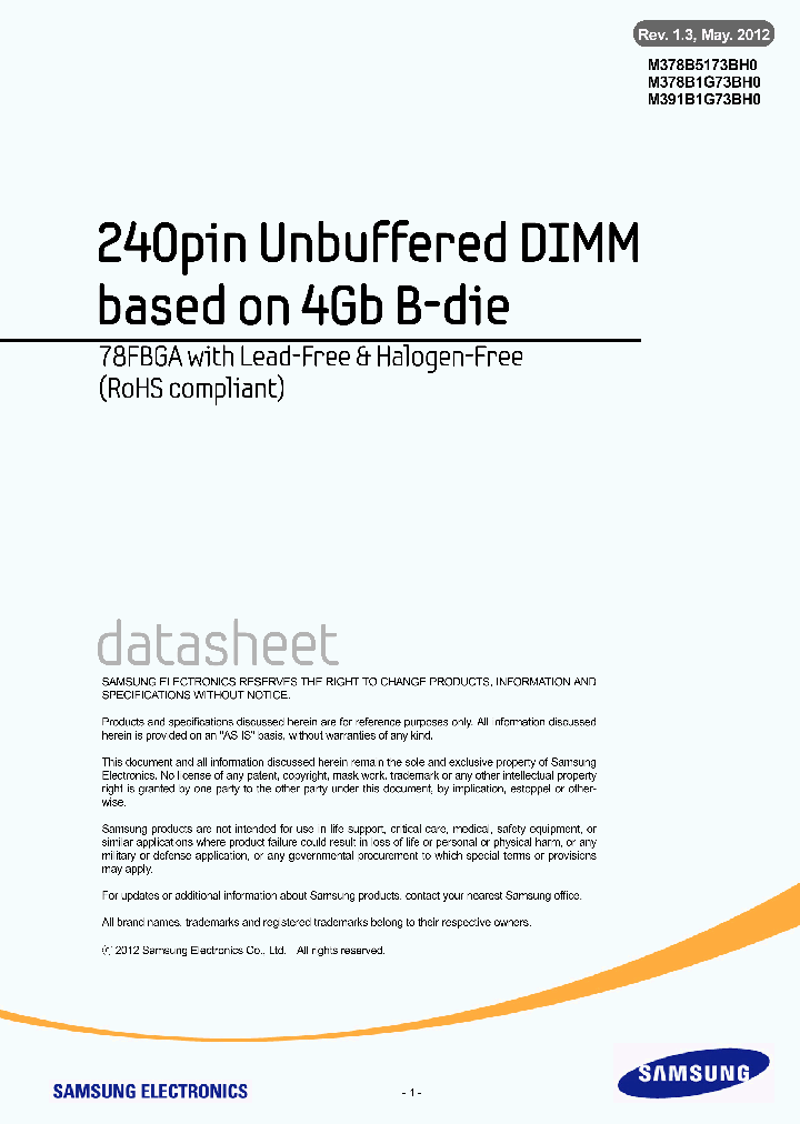 M391B1G73BH0_5282016.PDF Datasheet