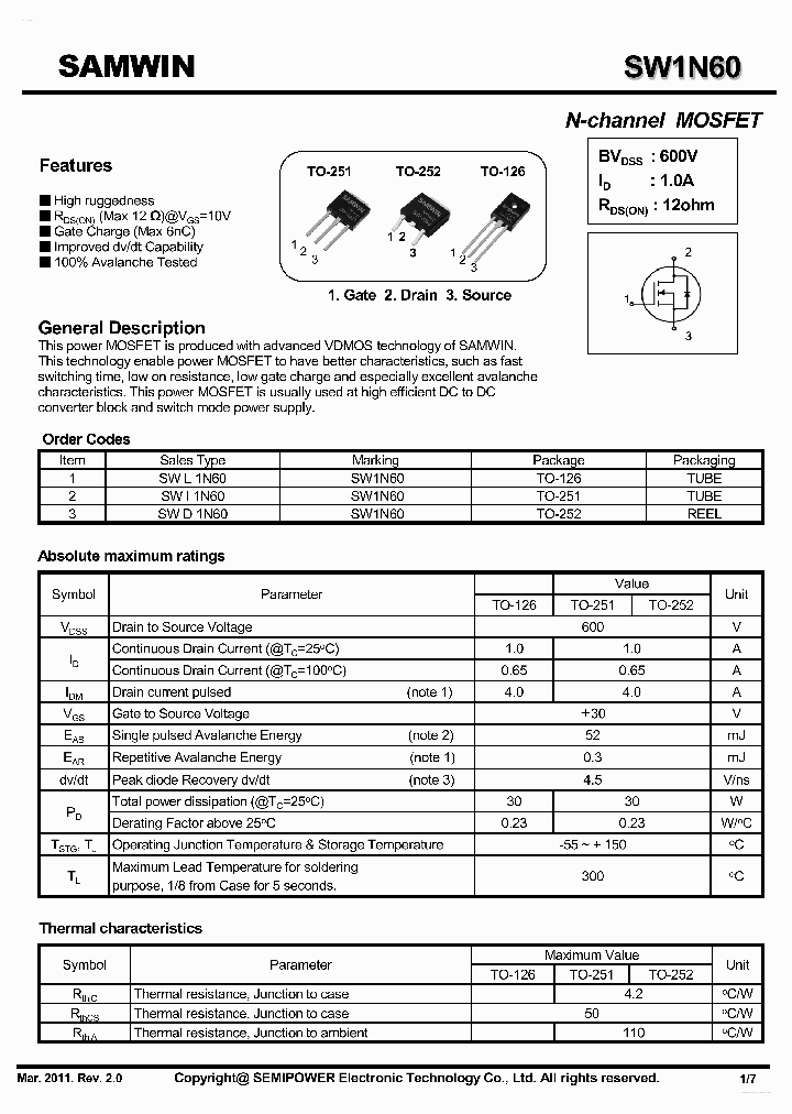 SWD1N60_5283663.PDF Datasheet