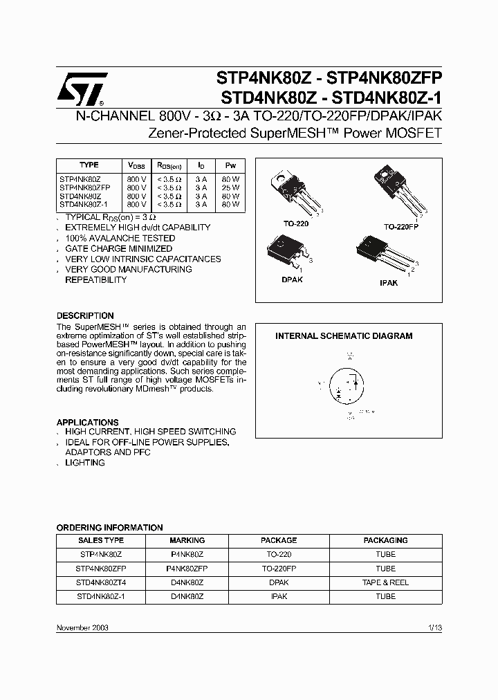 STD4NK80ZT4_5292016.PDF Datasheet