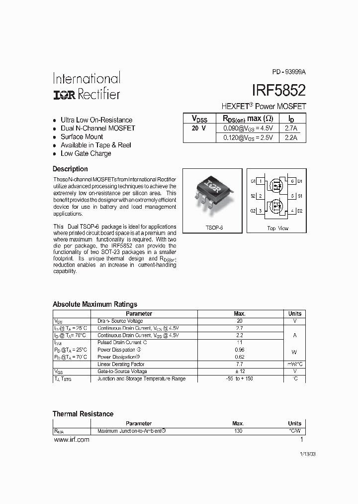 IRF5852TR_5294404.PDF Datasheet