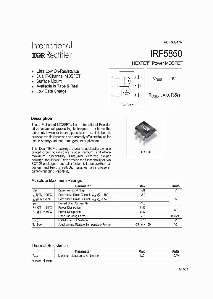 IRF5850_5294401.PDF Datasheet