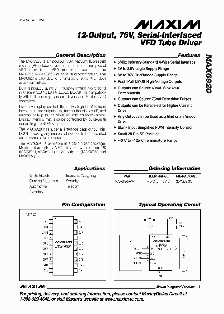 MAX6920ATPT_5297773.PDF Datasheet
