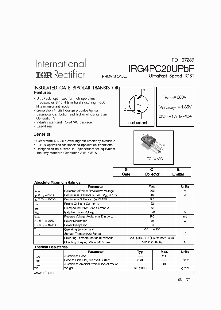IRG4PC20UPBF_5308647.PDF Datasheet