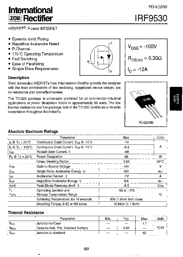 IRF9530PBF_5307661.PDF Datasheet