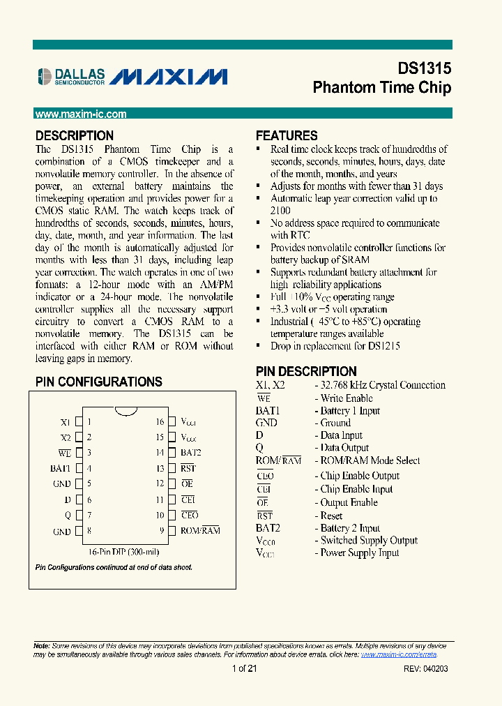 DS1315_5320669.PDF Datasheet