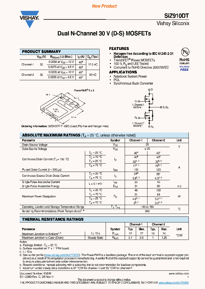 SIZ910DT_5322837.PDF Datasheet