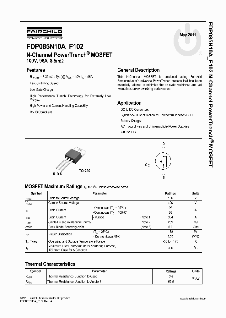 FDP085N10A_5324929.PDF Datasheet