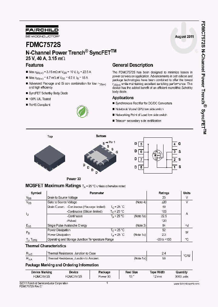 FDMC7572S_5325698.PDF Datasheet