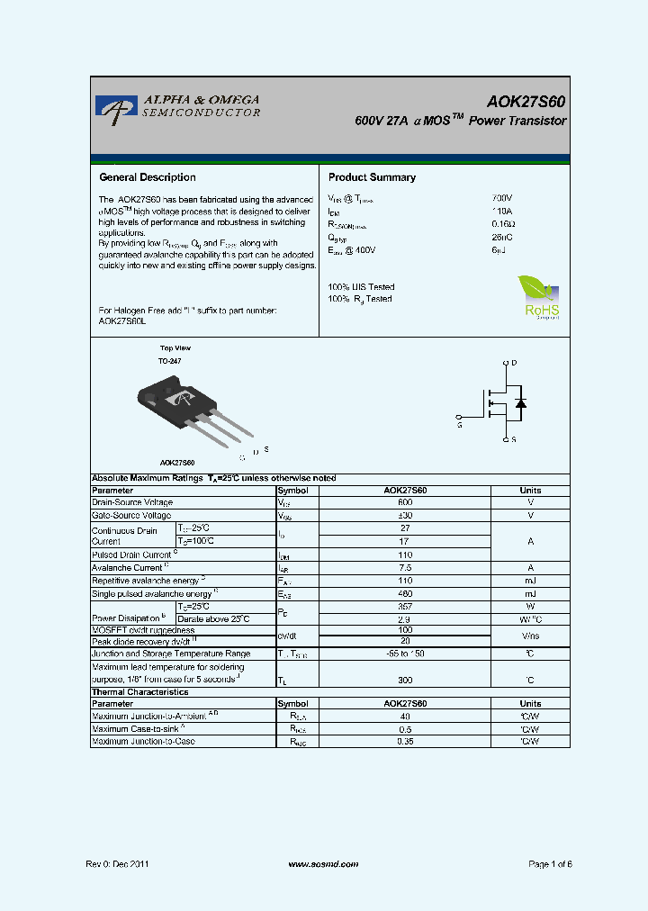 AOK27S60_5327317.PDF Datasheet