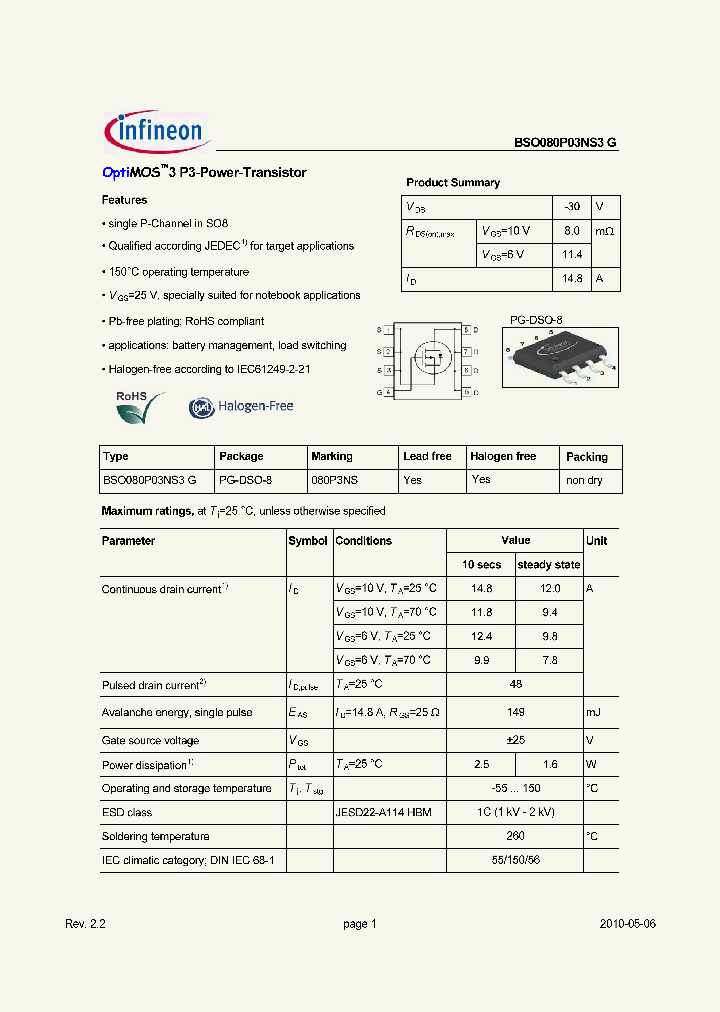 BSO080P03NS3G_5337989.PDF Datasheet
