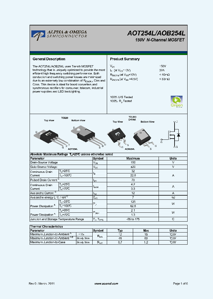 AOB254L_5351081.PDF Datasheet