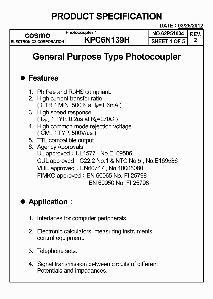KPC6N139H_5364523.PDF Datasheet
