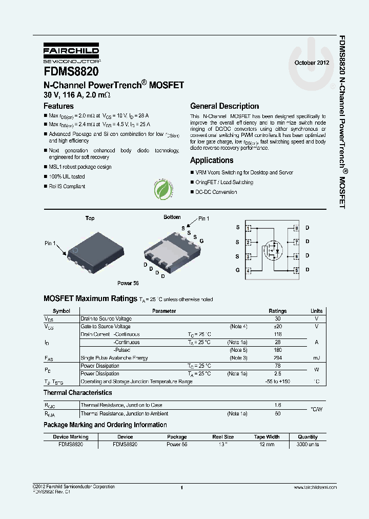 FDMS8820_5364545.PDF Datasheet