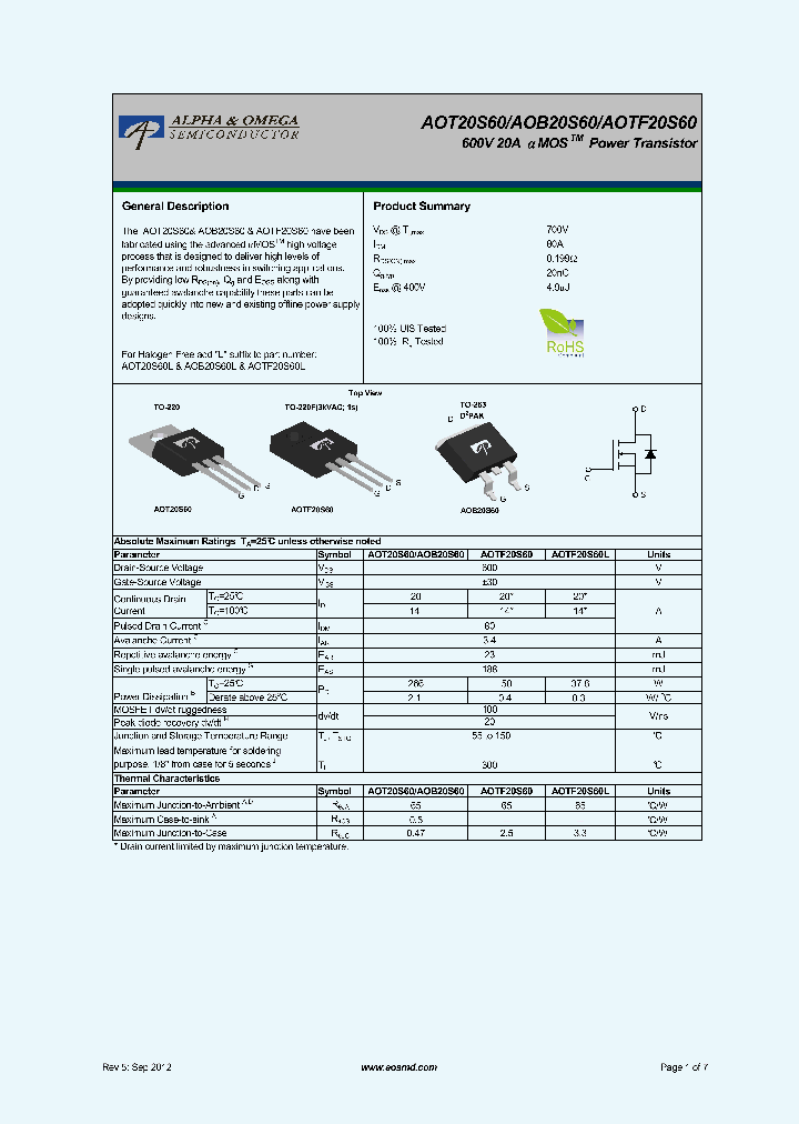AOB20S60_5366189.PDF Datasheet