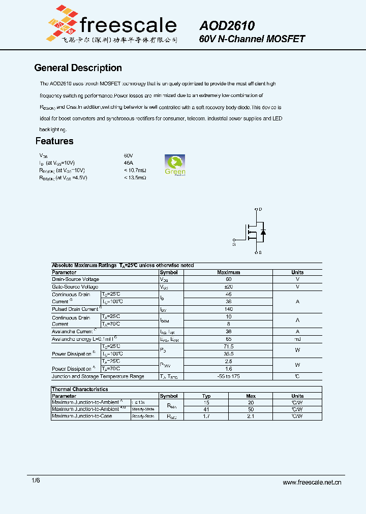 AOD2610_5366483.PDF Datasheet