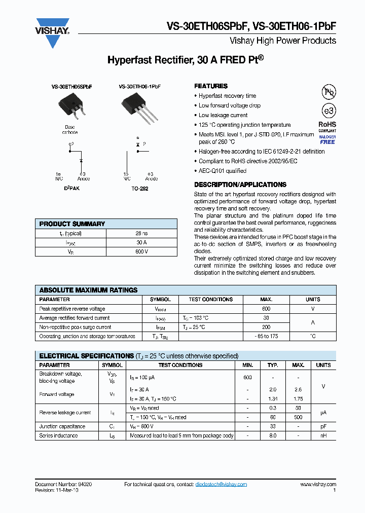 30ETH06SPBF10_5368599.PDF Datasheet