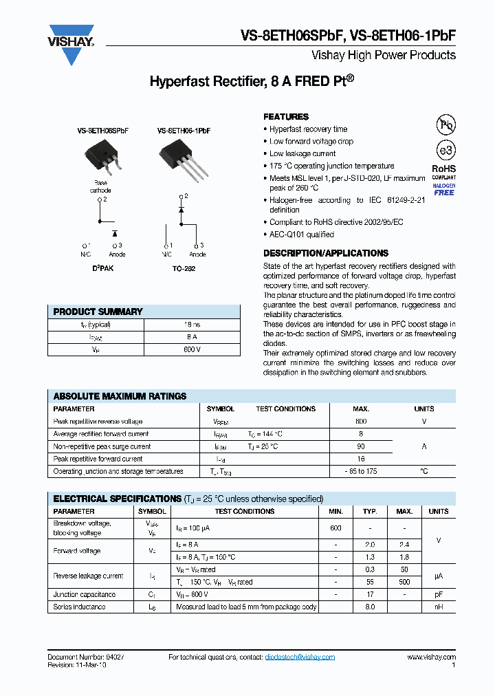 8ETH06SPBF10_5368600.PDF Datasheet