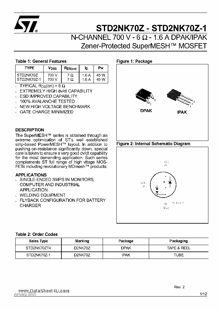 STD2NK70Z_5371594.PDF Datasheet
