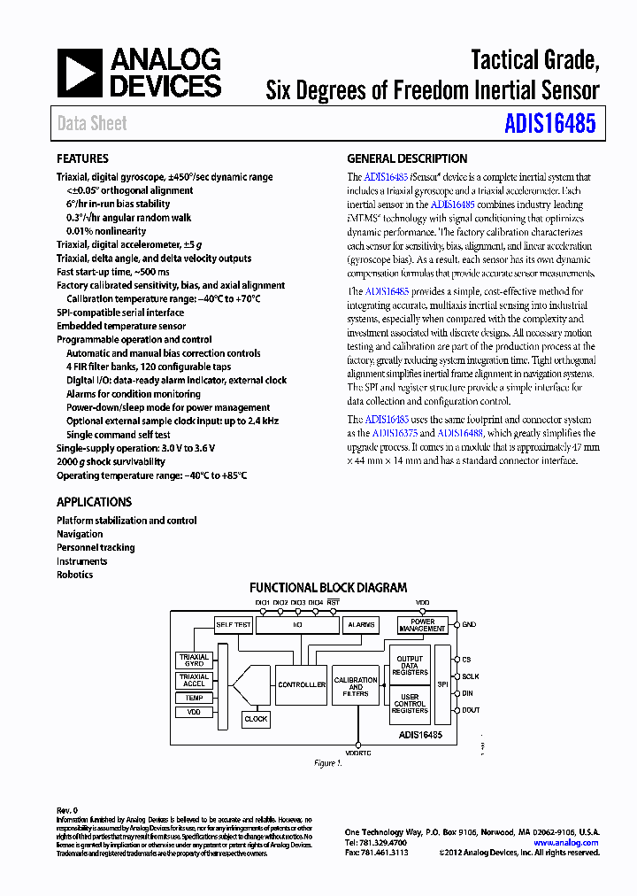 ADIS16485PCBZ_5388834.PDF Datasheet