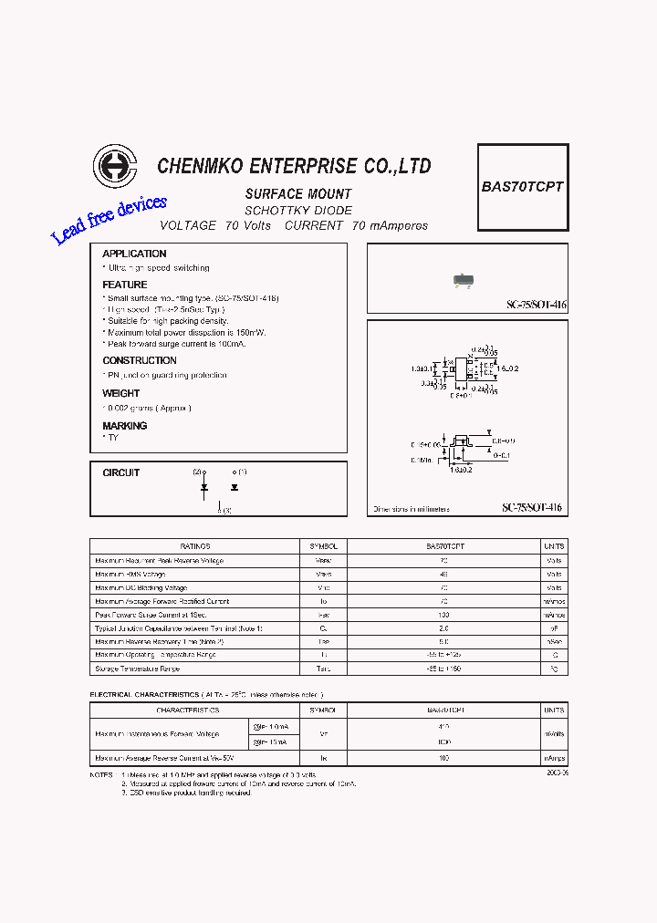 BAS70TCPT_5391108.PDF Datasheet