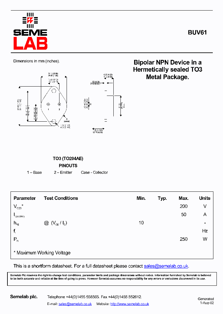 BUV61_5393554.PDF Datasheet