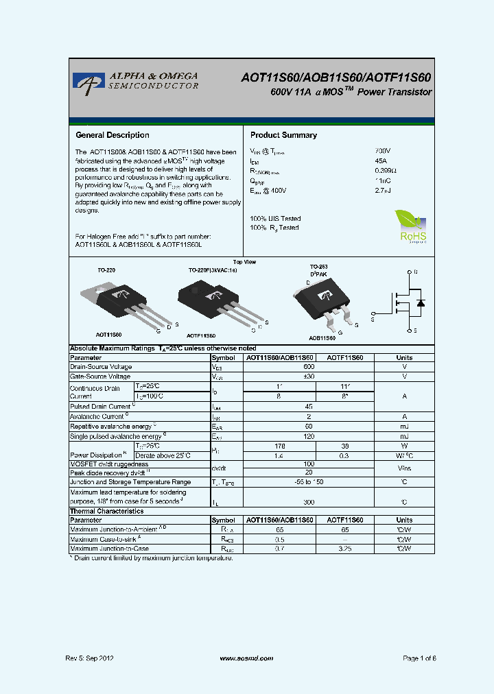AOTF11S60_5395619.PDF Datasheet