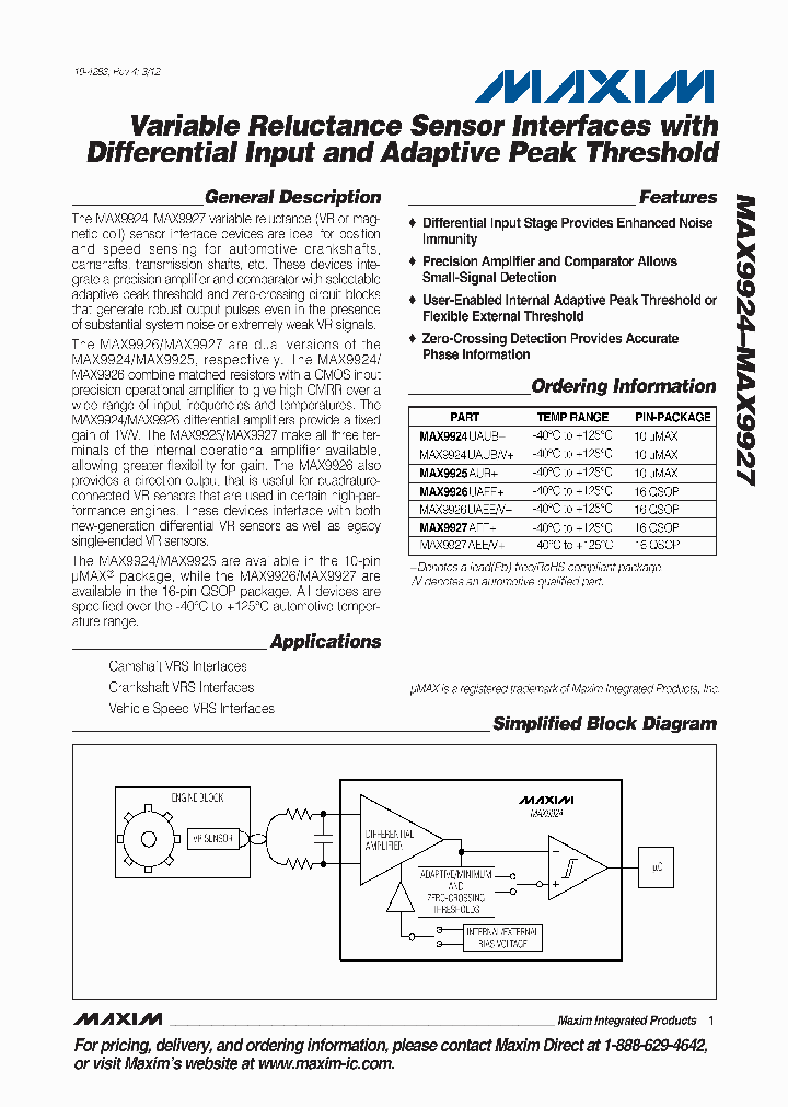MAX9924UAUBV_5408598.PDF Datasheet