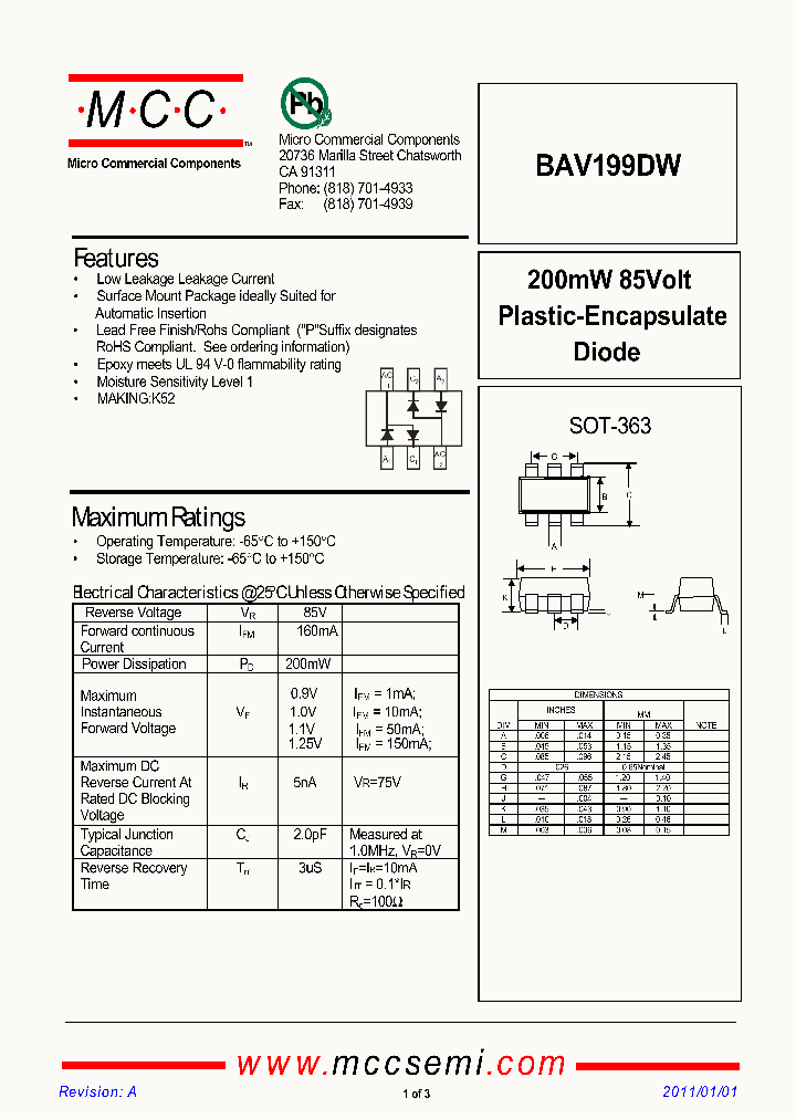 BAV199DW_5426564.PDF Datasheet