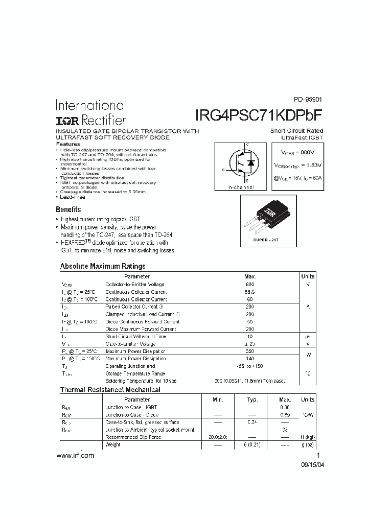 IRG4PSC71KDPBF_5461321.PDF Datasheet