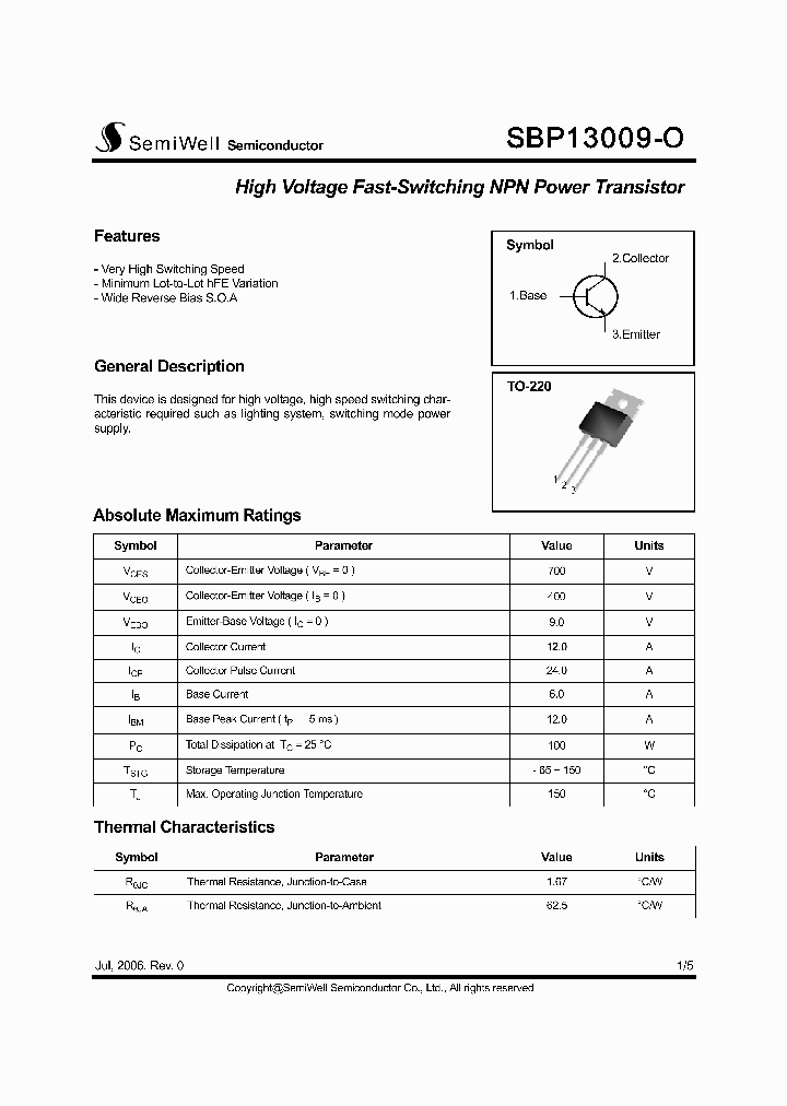 SBP13009-O_5469537.PDF Datasheet