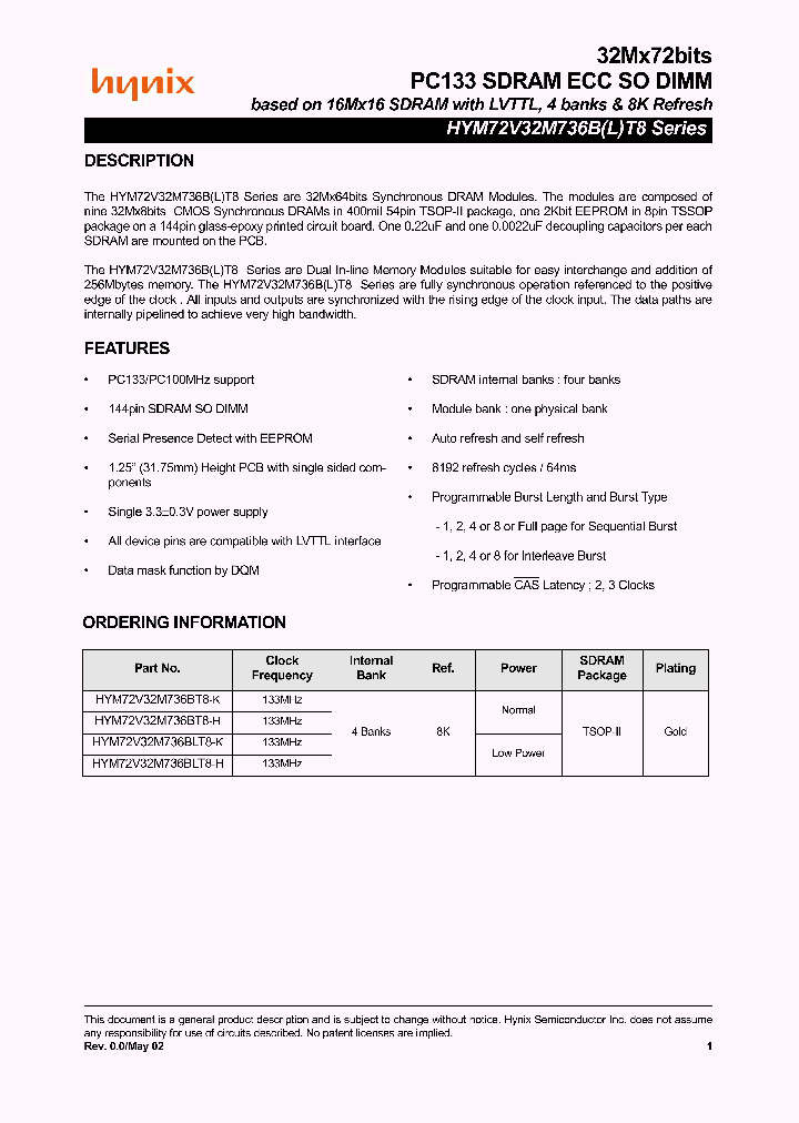 HYM72V32M736BLT8-H_5475455.PDF Datasheet