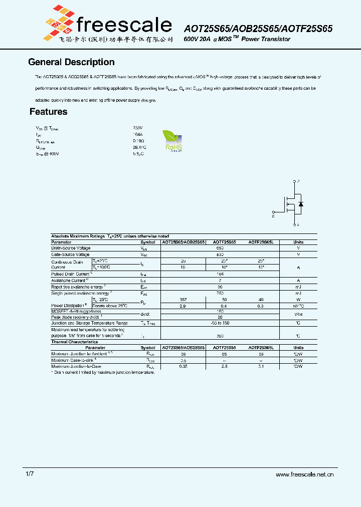 AOT25S65_5480418.PDF Datasheet