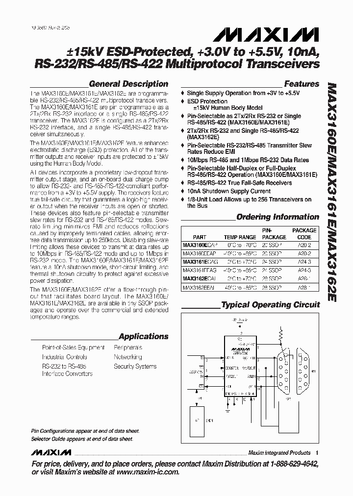 MAX3160ECAP_5480835.PDF Datasheet