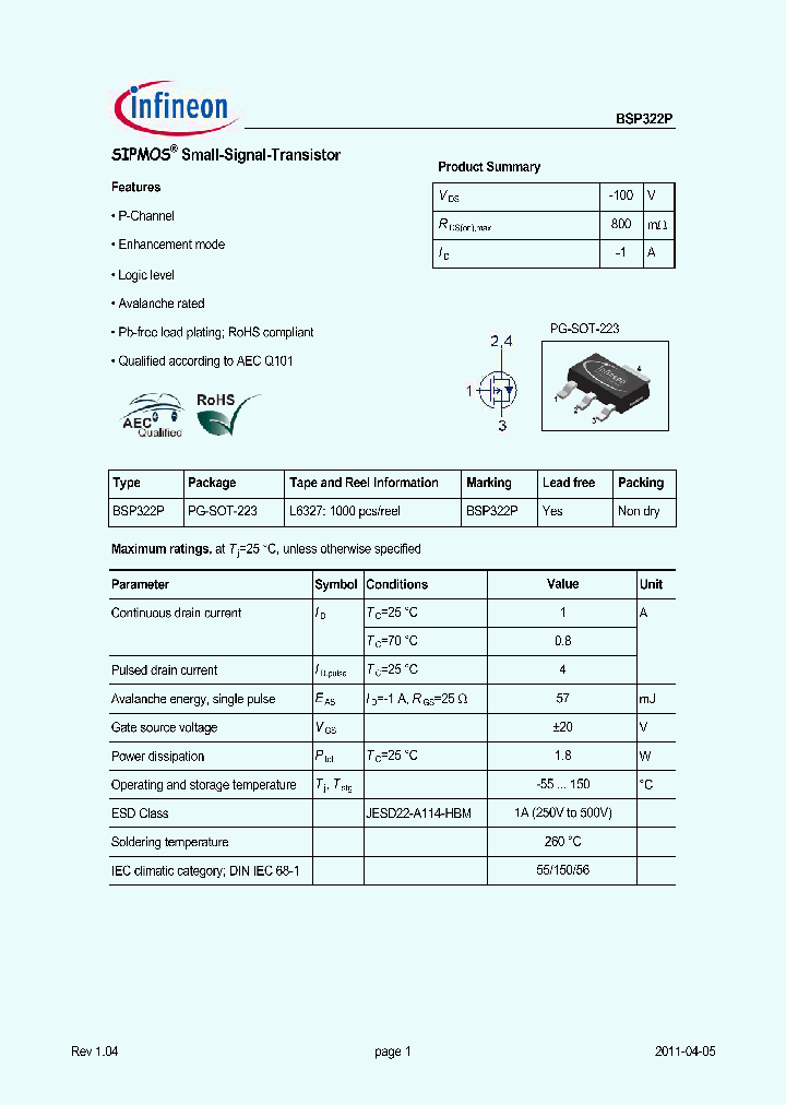 BSP322P11_5481436.PDF Datasheet