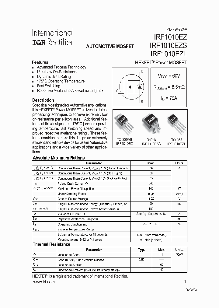 IRF1010EZ_5488037.PDF Datasheet
