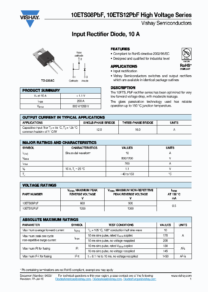 10ETS08PBF_5491423.PDF Datasheet