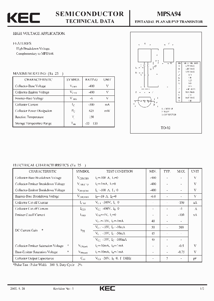 MPSA94_5498418.PDF Datasheet