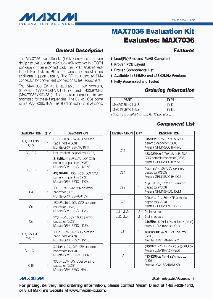 MAX7036EVKIT_5506376.PDF Datasheet