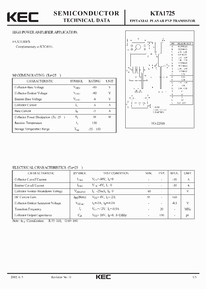 KTA1725_5517453.PDF Datasheet