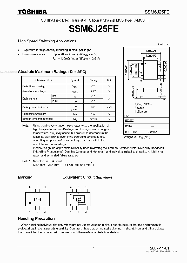 SSM6J25FE_5524309.PDF Datasheet